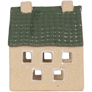Clayre & Eef Bougeoir Maison 8x11x14 cm Beige-Vert