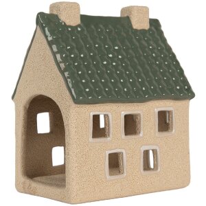 Clayre & Eef Bougeoir Maison 8x11x14 cm Beige-Vert