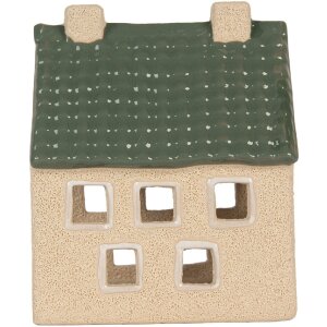 Clayre & Eef Bougeoir Maison 8x11x14 cm Beige-Vert