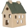 Clayre & Eef Bougeoir Maison 8x11x14 cm Beige-Vert