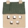 Clayre & Eef Bougeoir Maison 8x11x14 cm Beige-Vert