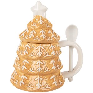Clayre & Eef Mug avec Couvercle et Cuillère 350ml