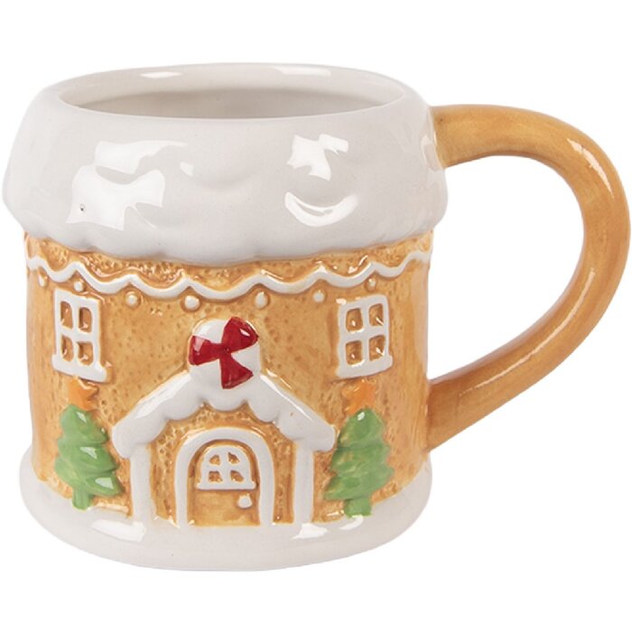 Clayre & Eef Mug 300ml Céramique Dolomite Marron & Blanc
