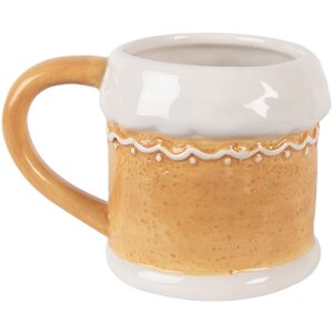 Clayre & Eef Mug 300ml Céramique Dolomite Marron & Blanc