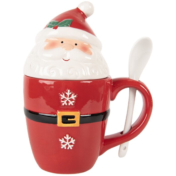 Clayre & Eef Mug avec Couvercle et Cuillère 300ml