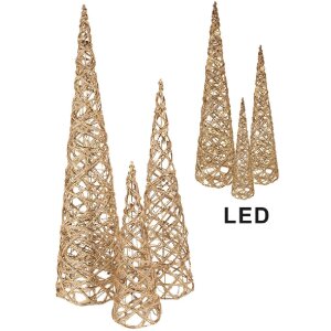 Clayre & Eef Ensemble de Cône LED Décoratif (Lot de 3)