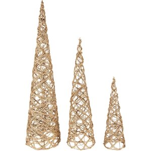 Clayre & Eef Ensemble de Cône LED Décoratif (Lot de 3)