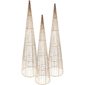 Clayre & Eef Ensemble de Cônes LED Décoratifs (Lot de 3)