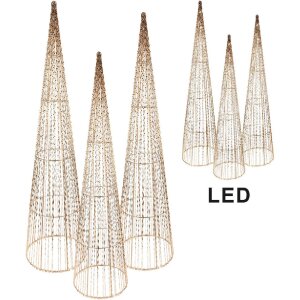 Clayre & Eef Ensemble de Cônes LED Décoratifs (Lot de 3)