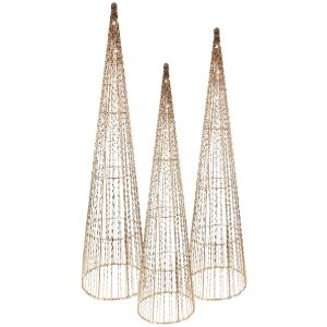 Clayre & Eef Ensemble de Cônes LED Décoratifs (Lot de 3)