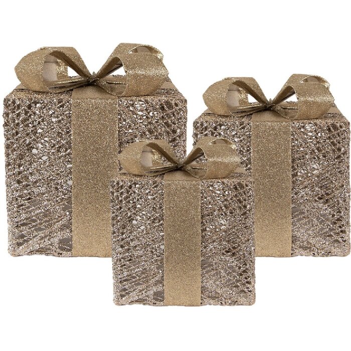 Clayre & Eef 66312 Décoration Cadeau LED Lot de 3 Doré