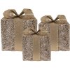 Clayre & Eef 66312 Décoration Cadeau LED Lot de 3 Doré