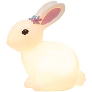Clayre & Eef Veilleuse Lapin LED 21x13x22 cm Blanc-Rose