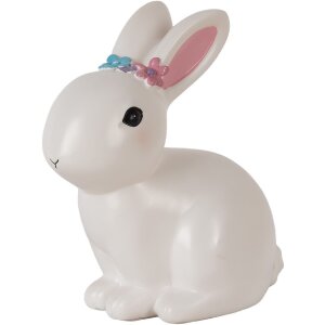 Clayre & Eef Veilleuse Lapin LED 21x13x22 cm Blanc-Rose