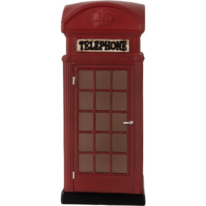 Clayre & Eef Veilleuse Cabine Téléphonique LED Rouge-Brun
