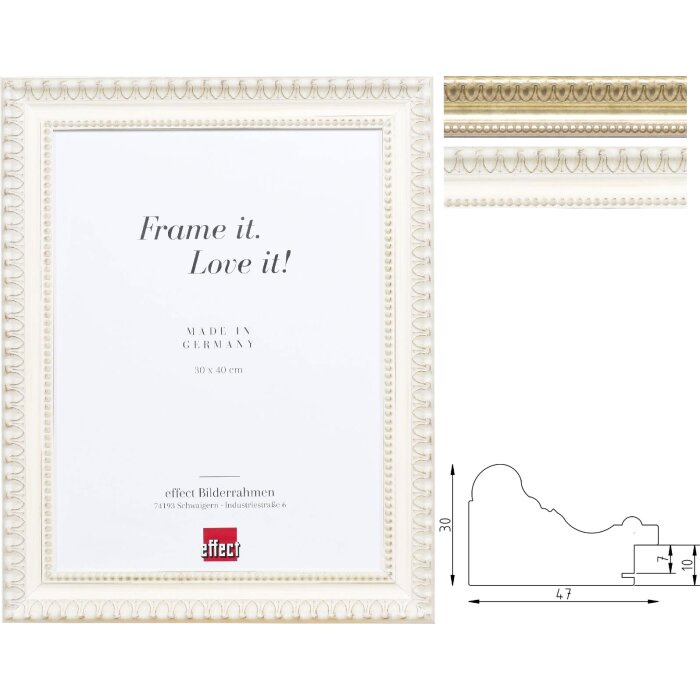 Effect Profil 56 Cadre Baroque Blanc/Argent Antique Multi-Formats