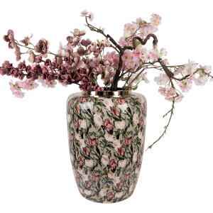 Clayre & Eef 66377 Vase Décoratif Gris-Rose 33x44 cm