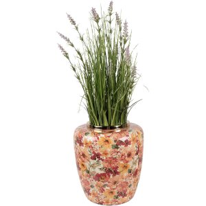 Clayre & Eef 66378 Vase Décoratif Beige-Orange 33x36 cm