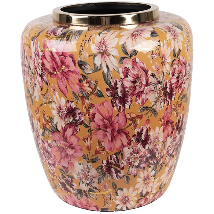 Clayre & Eef 66379 Vase Décoratif Jaune Rose Ø 33x36 cm