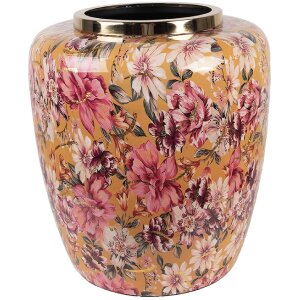 Clayre & Eef 66379 Vase Décoratif Jaune Rose Ø 33x36 cm