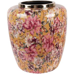 Clayre & Eef 66379 Vase Décoratif Jaune Rose Ø 33x36 cm