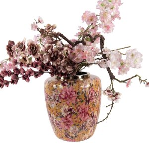 Clayre & Eef 66379 Vase Décoratif Jaune Rose Ø 33x36 cm
