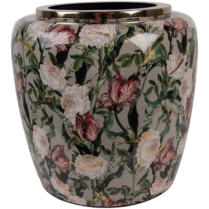 Clayre & Eef 66380 Vase Décoratif Gris Rose 25x25 cm