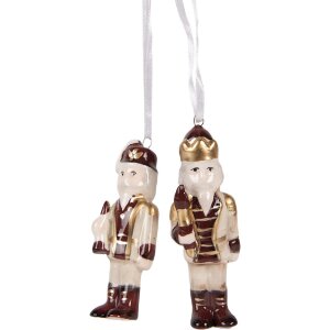 Clayre & Eef Décoration Casse-Noisette (Set de 2) Beige/Rouge