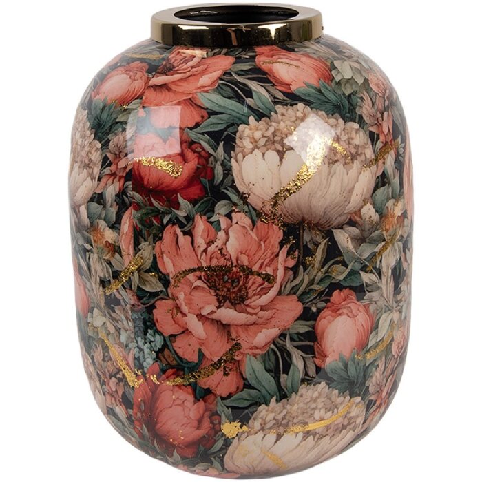 Clayre & Eef 66389 Vase Décoratif Vert Rosé Ø 17x22 cm