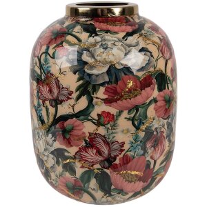 Clayre & Eef 66390 Vase Décoratif Beige-Rose Ø17x22 cm