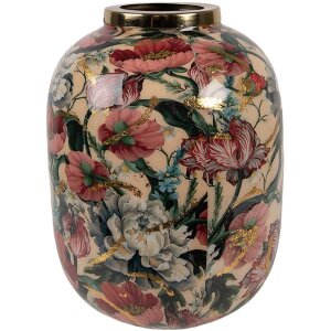 Clayre & Eef 66390 Vase Décoratif Beige-Rose Ø17x22 cm