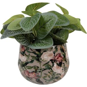 Clayre & Eef 66395 Pot à Fleurs Gris & Rose 13x10 cm