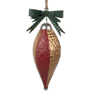 Clayre & Eef 6Y5926 Boule de Noël 15x12x36 cm Rouge-Or