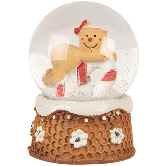 Clayre & Eef Boule à Neige Bonhomme Pain dÉpices Ø 5x7 cm