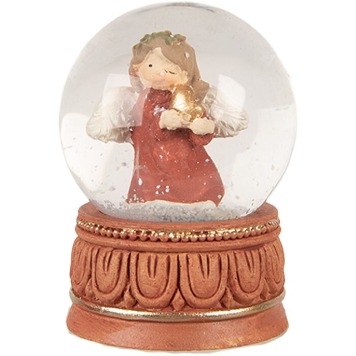 Clayre & Eef 66406 Boule à Neige Ange Rouge Brun 5x7 cm