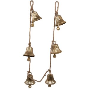 Clayre & Eef Carillon Décoratif Doré 9x9x135 cm