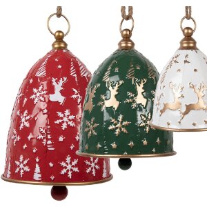 Clayre & Eef Ensemble de 3 Clochettes Décoratives Rouge Vert Blanc