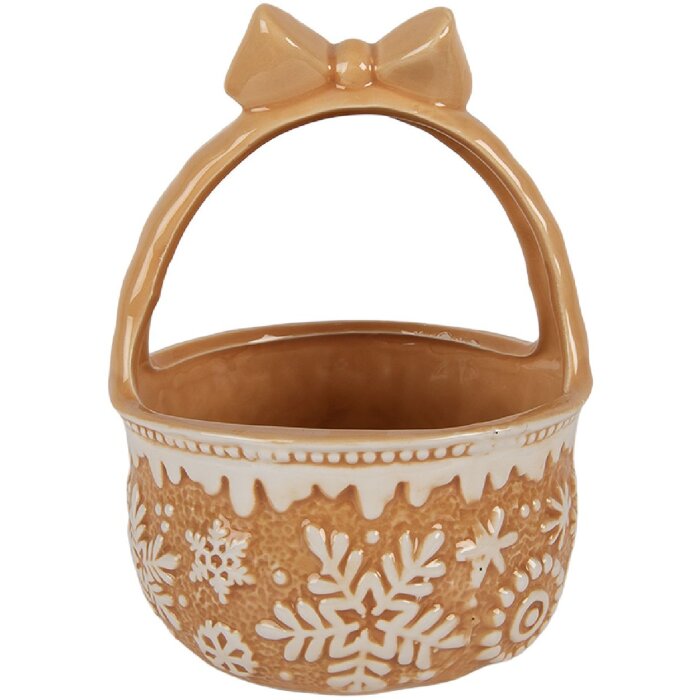 Clayre & Eef Panier Ø 15x21 cm Céramique Brun-Beige