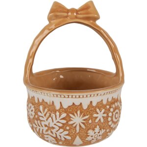 Clayre & Eef Panier Ø 15x21 cm Céramique Brun-Beige