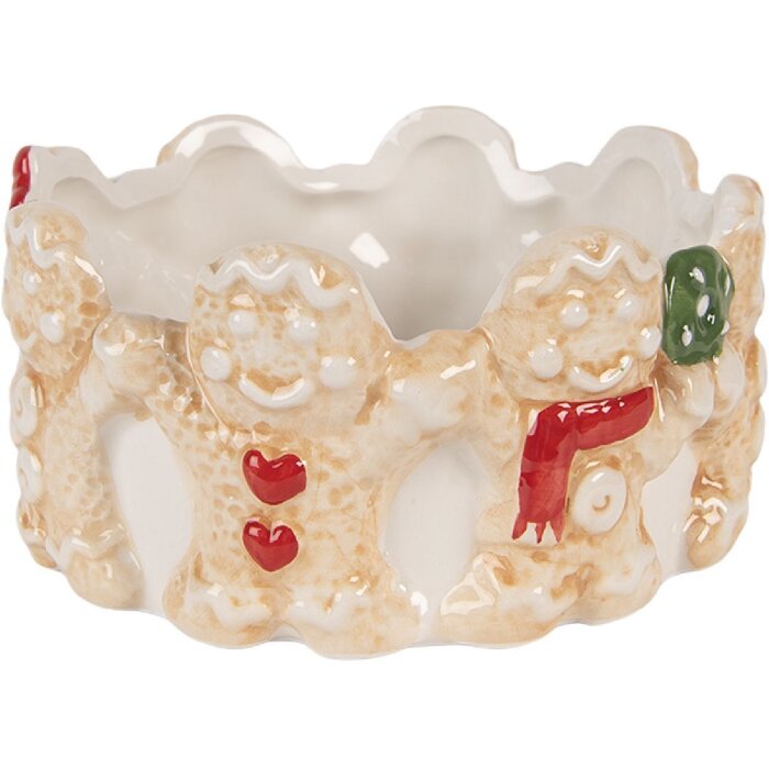 Clayre & Eef Bol Céramique Ø 14x7 cm Marron Beige