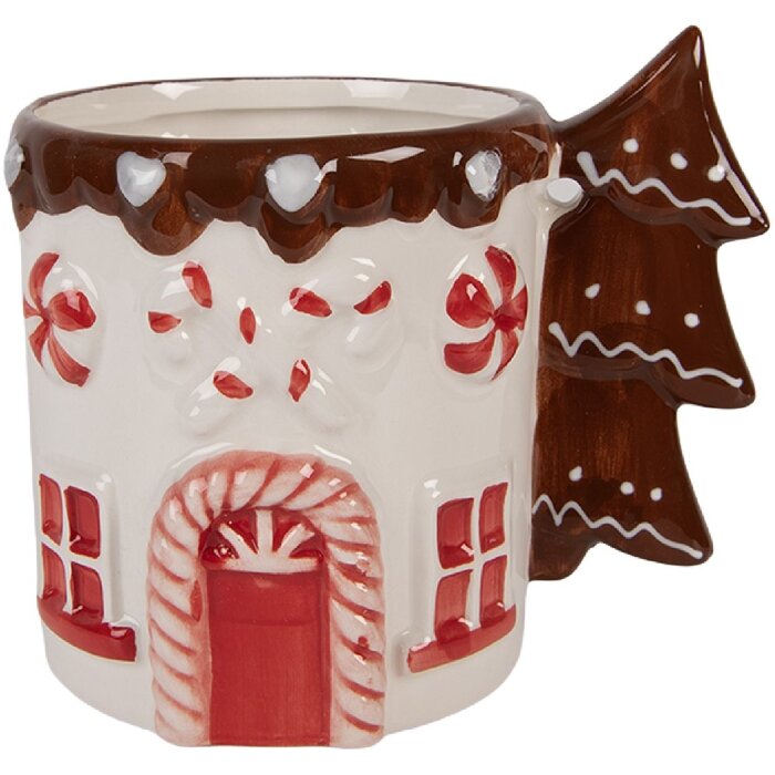 Clayre & Eef Tasse 400ml Blanc & Marron