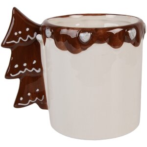Clayre & Eef Tasse 400ml Blanc & Marron
