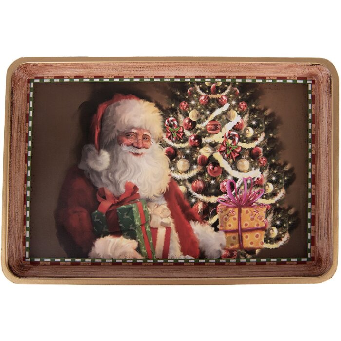 Clayre & Eef Plateau Décoratif 31x22x2 cm Marron-Rouge