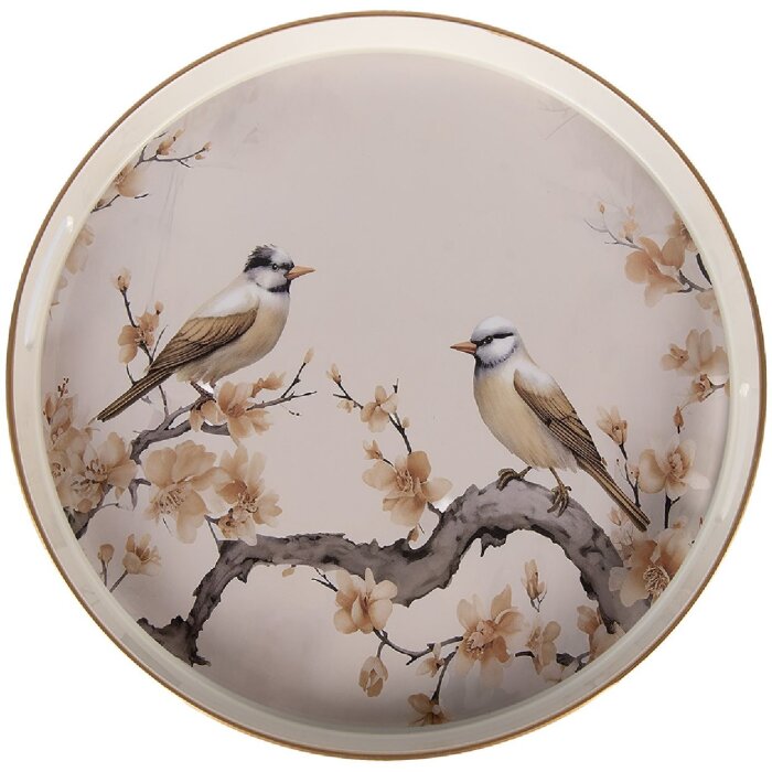 Clayre & Eef Plateau Ø 46x4 cm Beige Brun