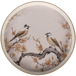 Clayre & Eef Plateau Ø 46x4 cm Beige Brun