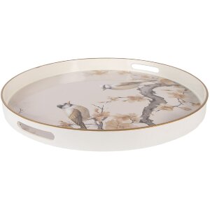 Clayre & Eef Plateau Ø 46x4 cm Beige Brun
