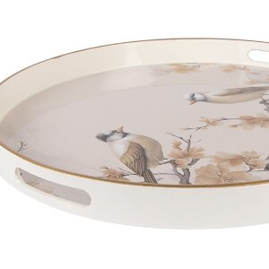 Clayre & Eef Plateau Ø 46x4 cm Beige Brun