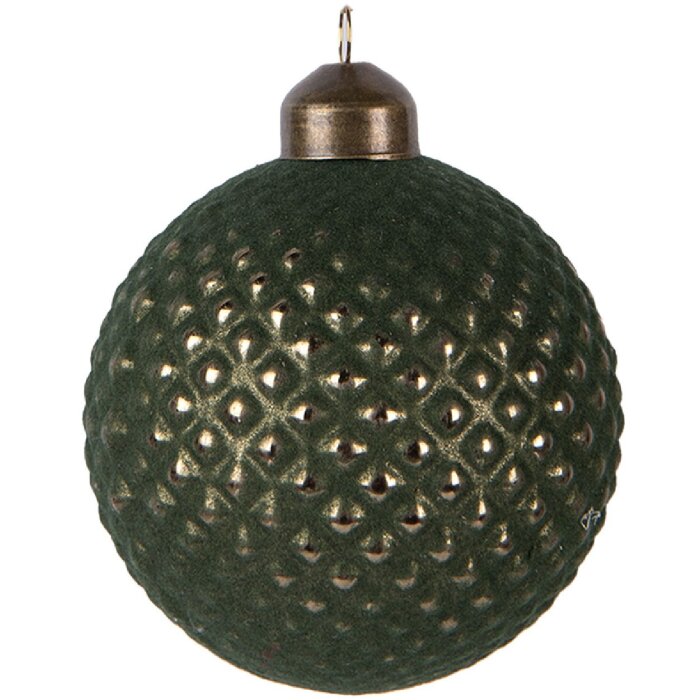 Clayre & Eef Boule de sapin verte 8x9 cm
