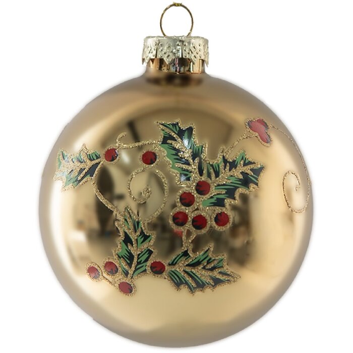 Clayre & Eef Boule de Noël Dorée Vert 8x8 cm