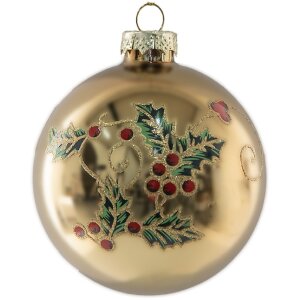 Clayre & Eef Boule de Noël Dorée Vert 8x8 cm